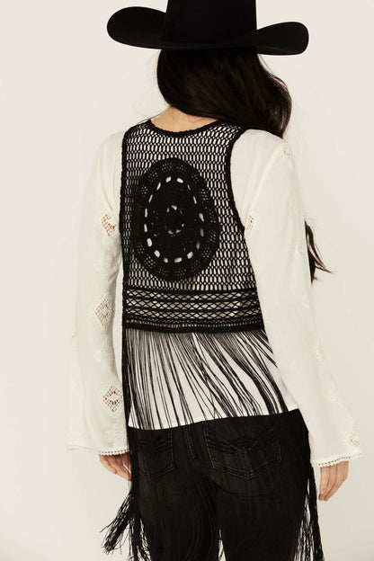 Women Hawls Crochet Fringe Vest | Idyllwind