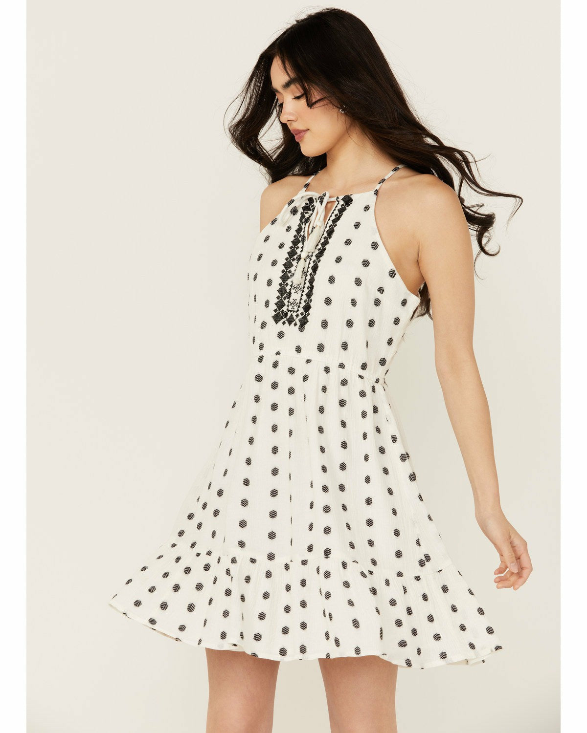 Women Zelida Embroidered Halter Neck Mini Dress | Idyllwind