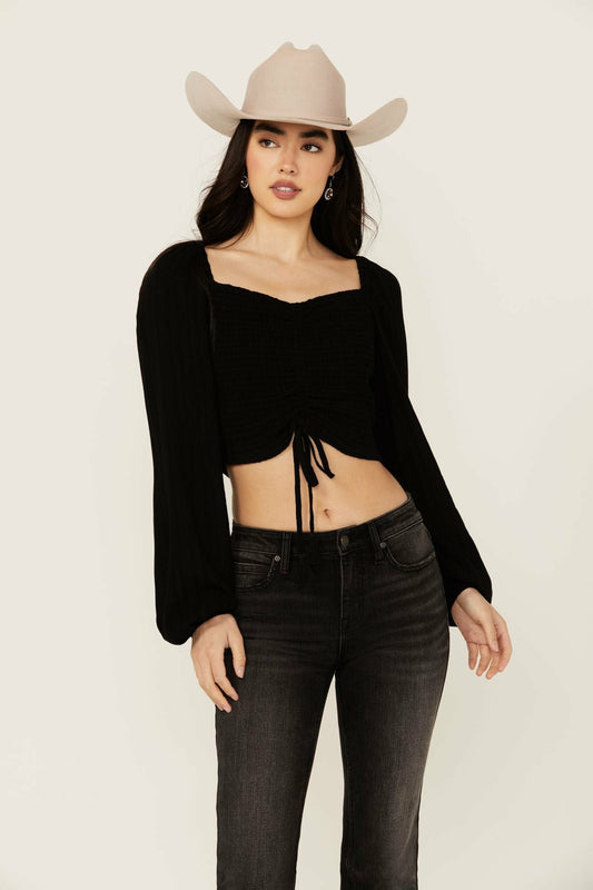 Women Hazel Smocked Long Sleeve Cropped Blouse | Idyllwind