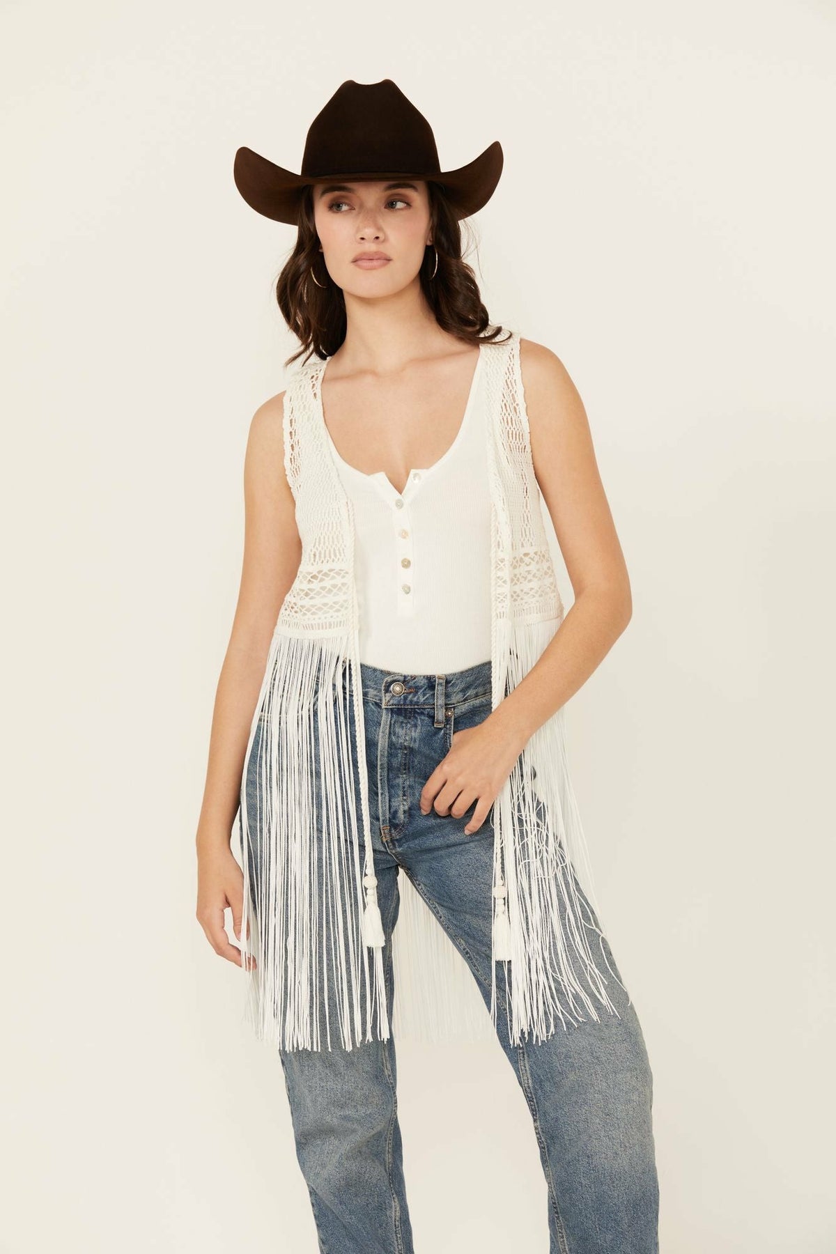 Women Hawls Crochet Fringe Vest | Idyllwind