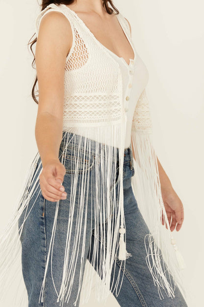 Women Hawls Crochet Fringe Vest | Idyllwind