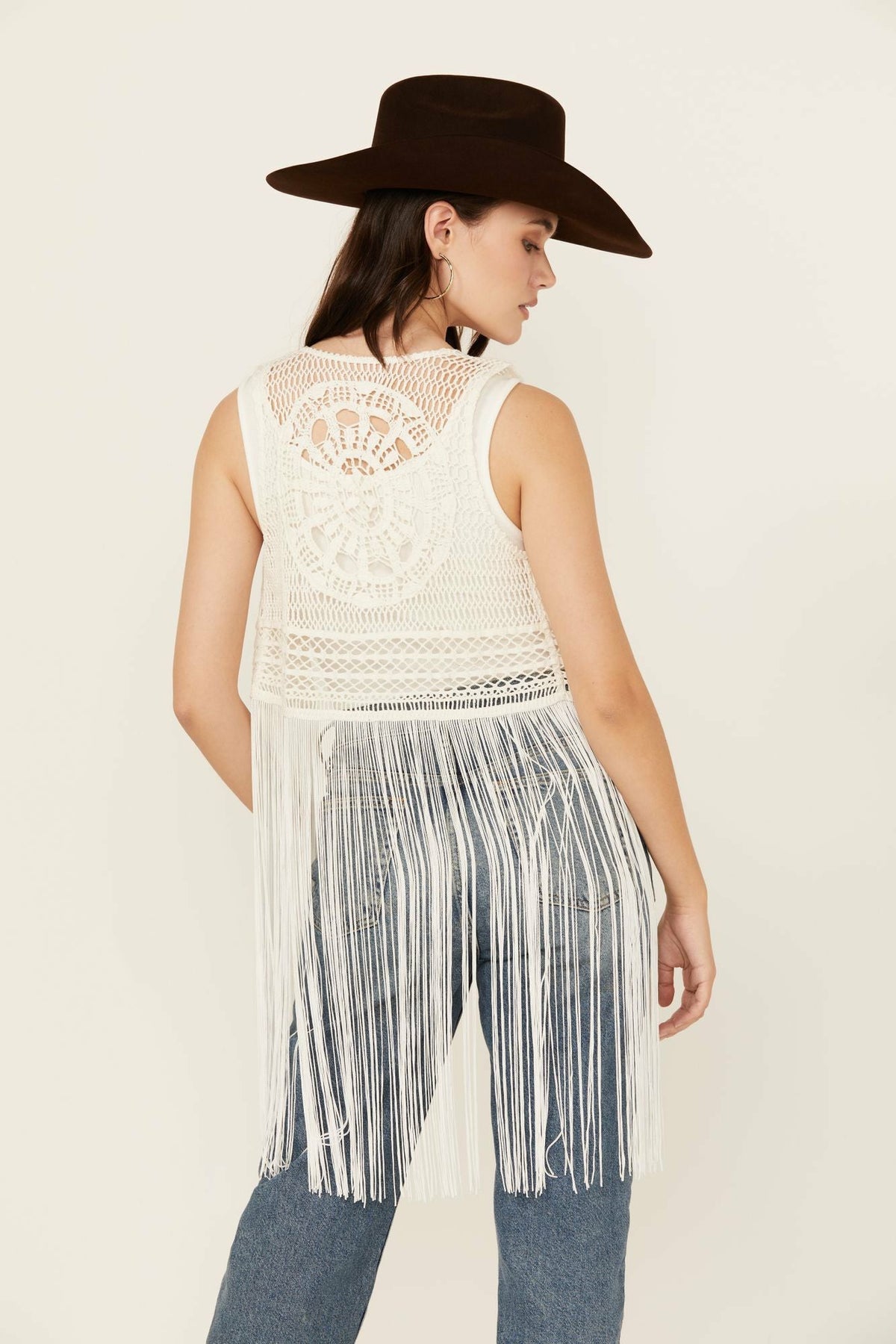 Women Hawls Crochet Fringe Vest | Idyllwind