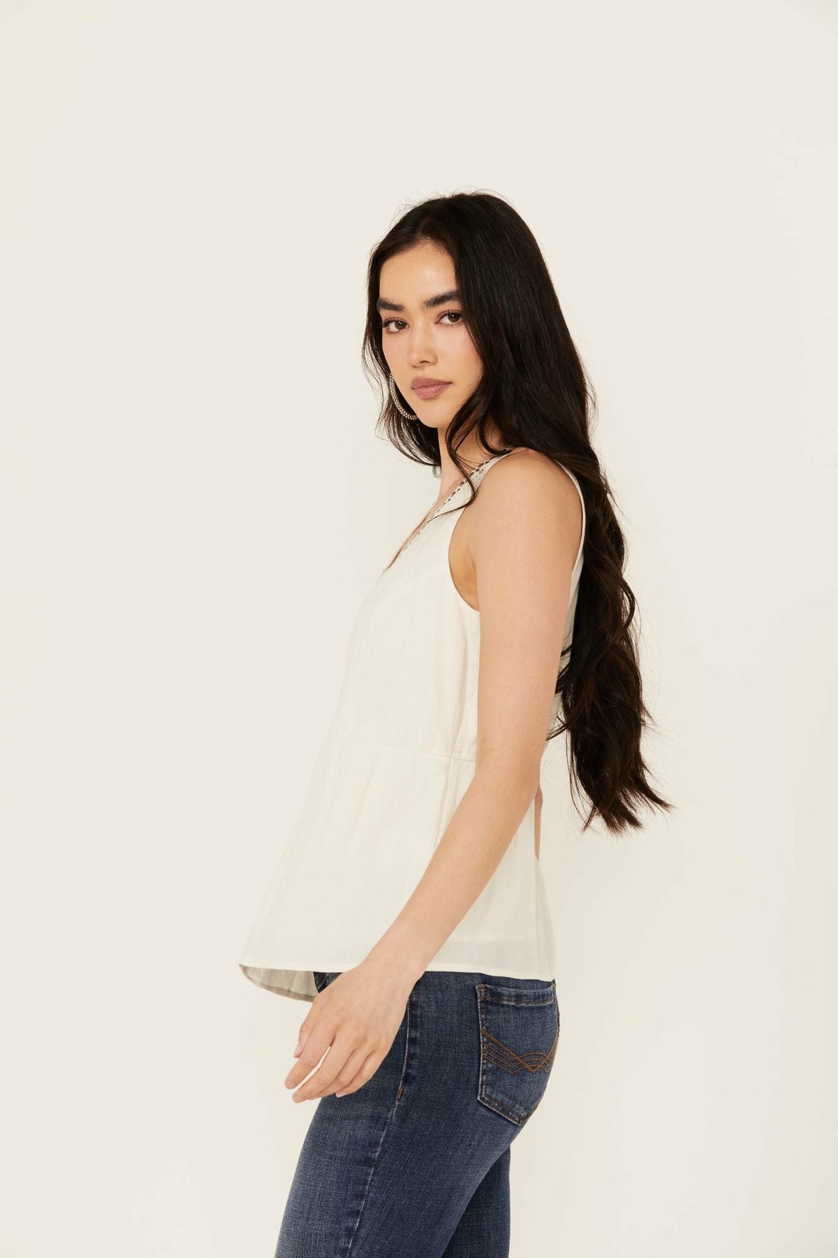 Women Spruce Criss Cross Front Embellished Tank | Idyllwind