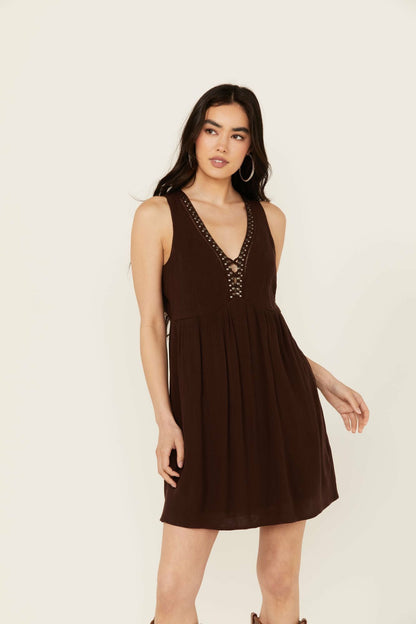 Women Winfrey Criss Cross Front Embellished Dress | Idyllwind
