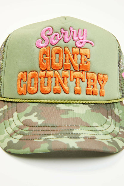 Women Sorry Gone Country Camo Print Ball Cap | Idyllwind