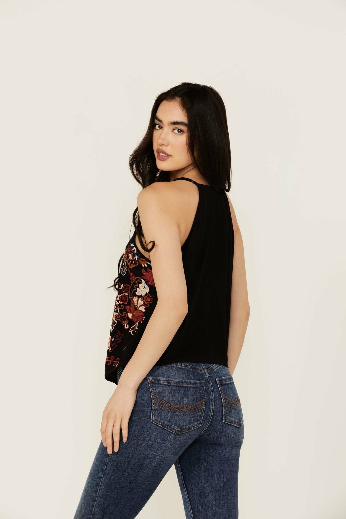 Women Scrolling Floral Haze Embroidered Sleeveless Top | Idyllwind