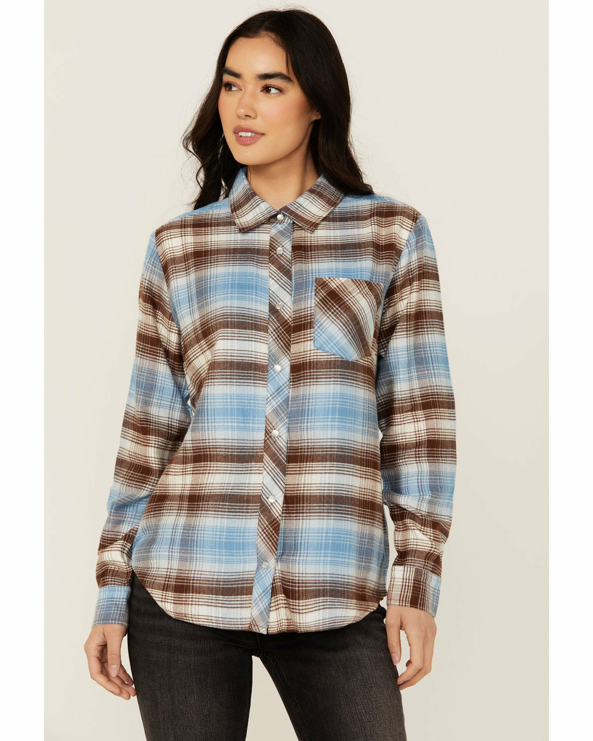 Women Lane Plaid Print Long Sleeve Snap Flannel Shirt | Idyllwind
