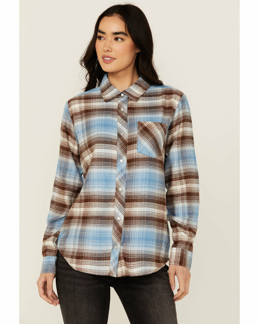 Women Lane Plaid Print Long Sleeve Snap Flannel Shirt | Idyllwind