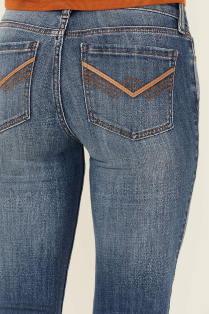 Women Bayside Medium Wash Mid Rise Bootcut Stretch Denim Jeans | Idyllwind