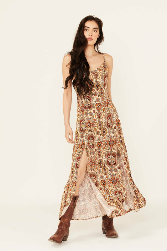 Women Roxanne Tapestry Print Sleeveless Maxi Dress | Idyllwind