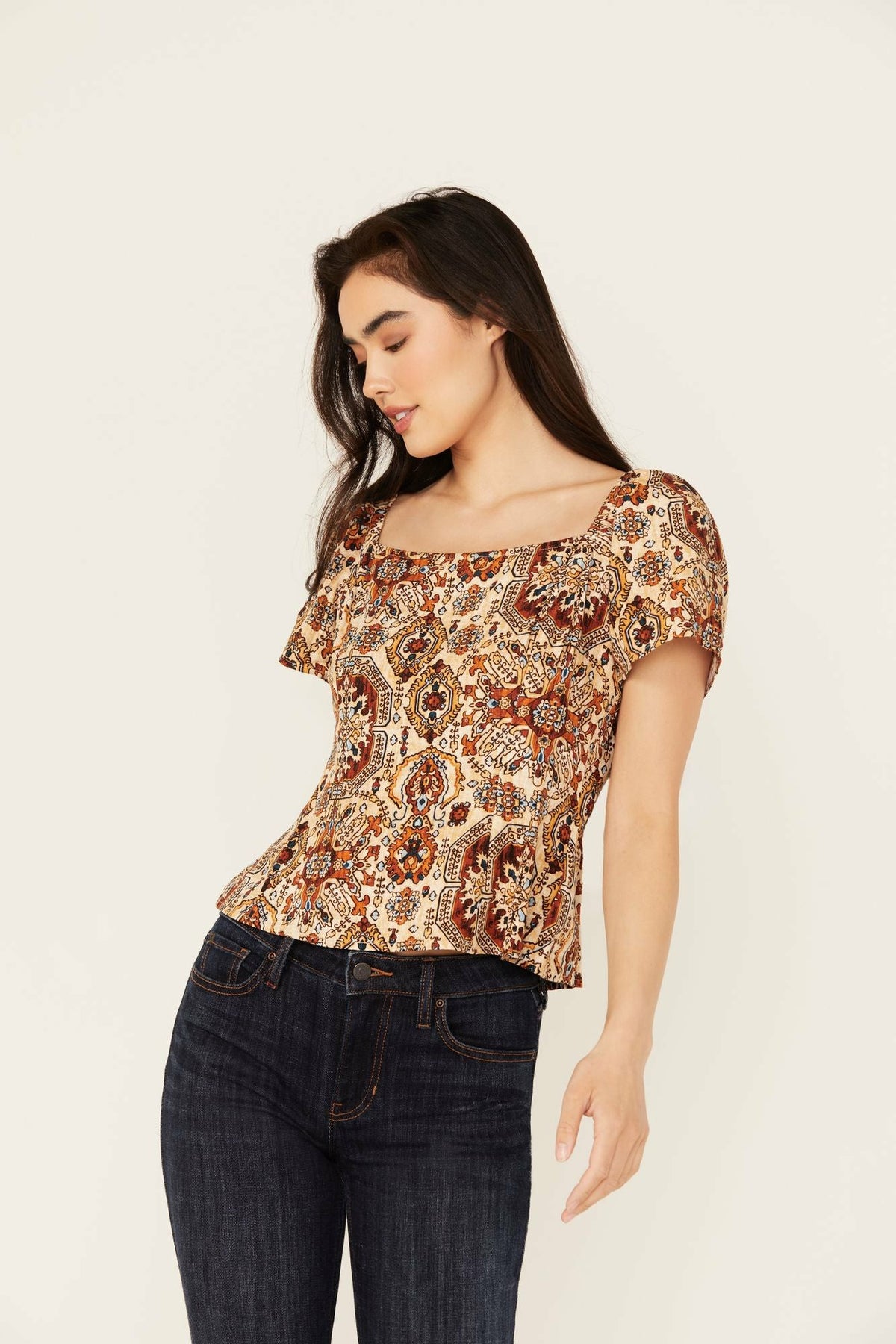 Women Slaydon Tapestry Print Short Sleeve Shirt | Idyllwind