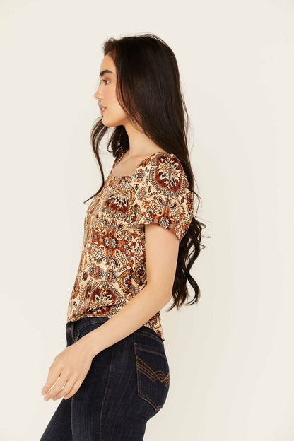 Women Slaydon Tapestry Print Short Sleeve Shirt | Idyllwind