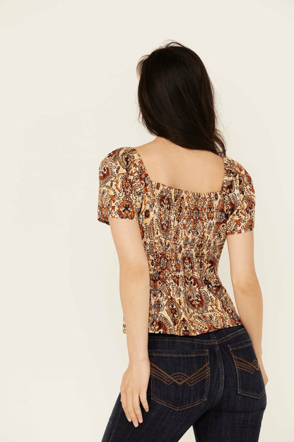 Women Slaydon Tapestry Print Short Sleeve Shirt | Idyllwind