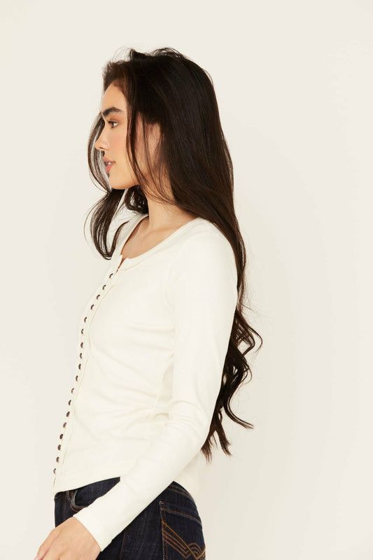 Women Rib Knit Long Sleeve Button-Down Shirt | Idyllwind