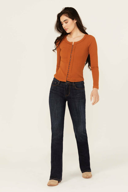 Women Caldwell Dark Wash Mid Rise Bootcut Stretch Denim Jeans | Idyllwind