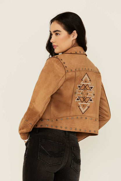 Women Yorkshire Studded And Embroidered Moto Jacket | Idyllwind