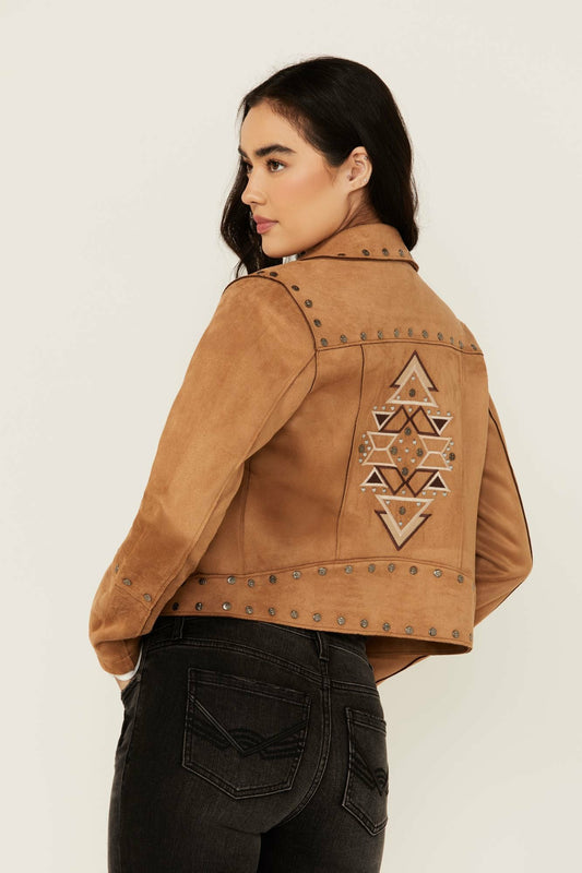 Women Yorkshire Studded And Embroidered Moto Jacket | Idyllwind