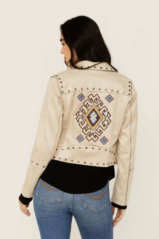 Women Yorkshire Studded And Embroidered Moto Jacket | Idyllwind