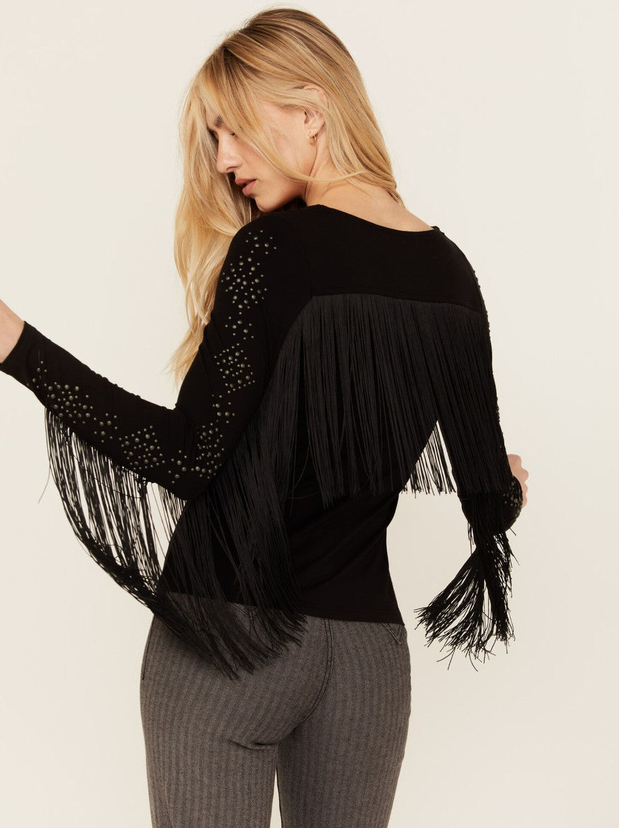Women Doris Studded Fringe Long Sleeve Top | Idyllwind