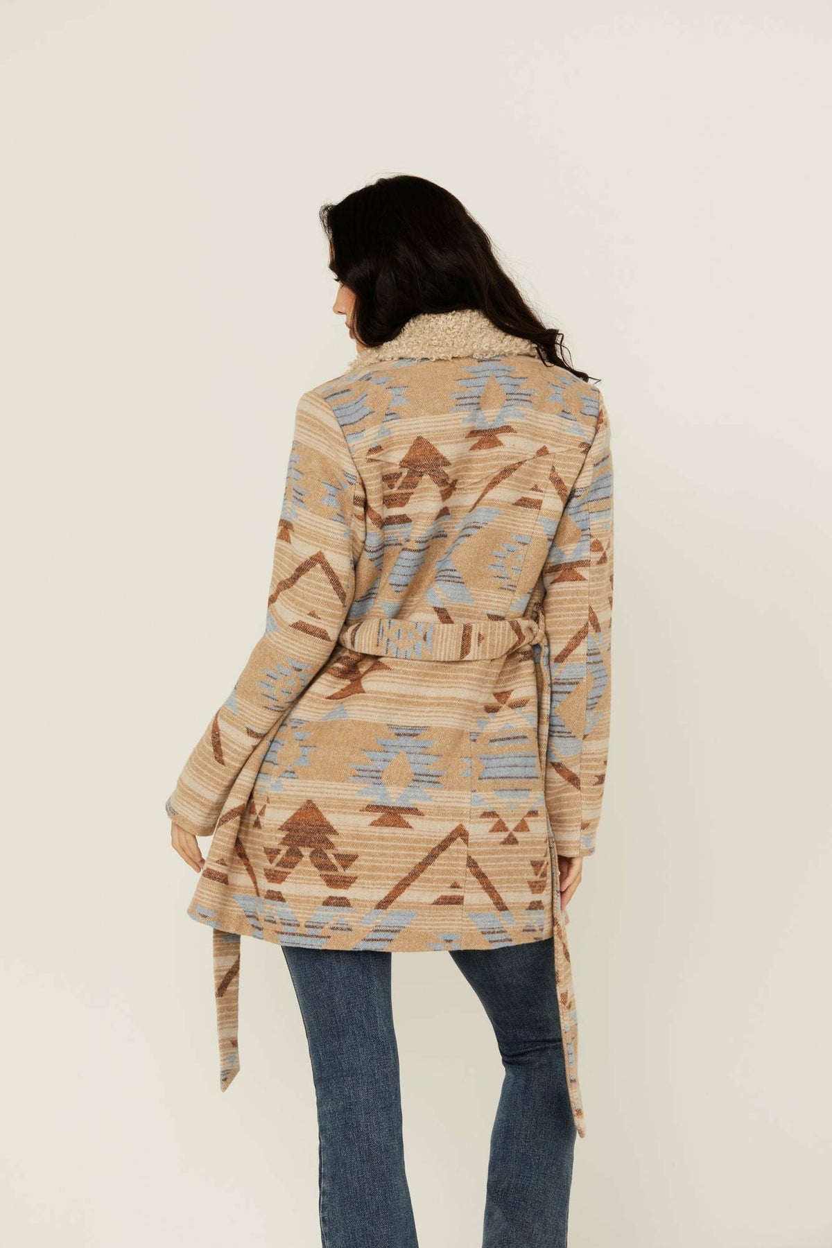 Women Lynn Southwestern Print Faux Fur Collar Shacket | Idyllwind