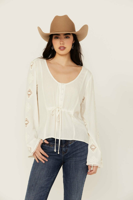 Women Sharondale Button-Down Embroidered Bell Sleeve Top | Idyllwind