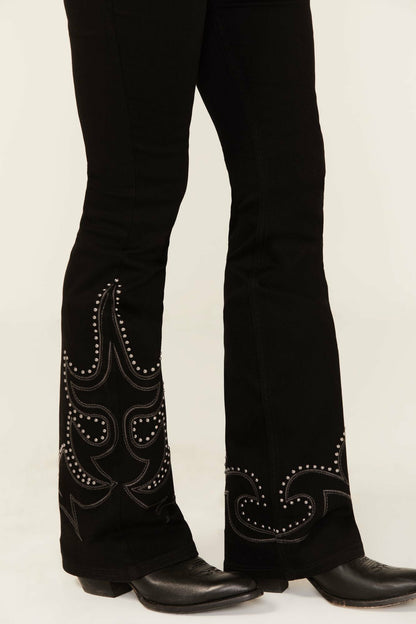 Women Burbank Legend High Rise Studded Bootcut Super Stretch Denim Jeans | Idyllwind