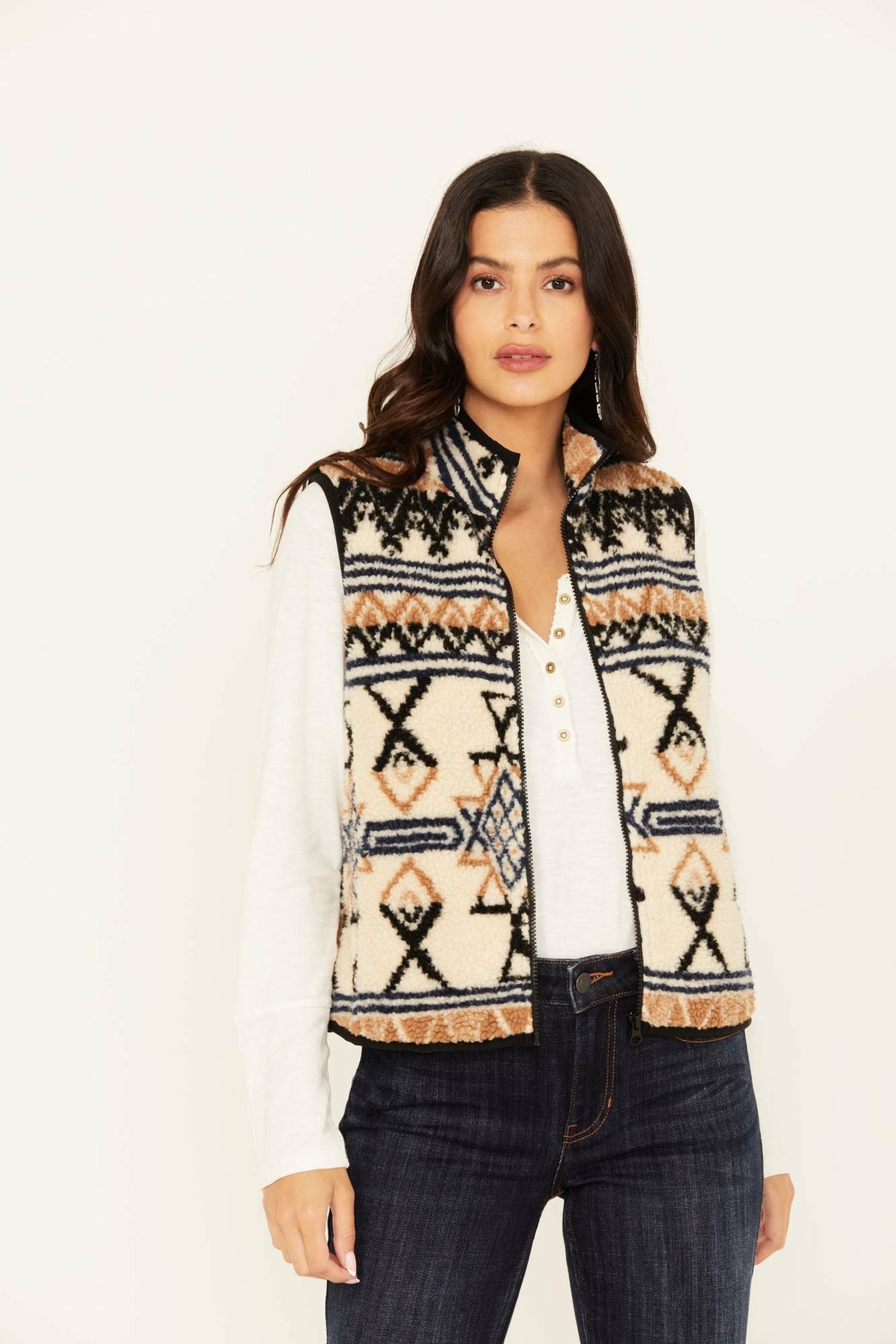Women Kipling Southwestern Print Sherpa Vest | Idyllwind
