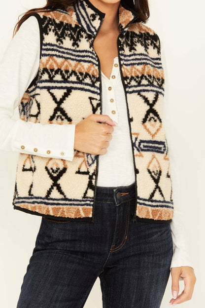 Women Kipling Southwestern Print Sherpa Vest | Idyllwind