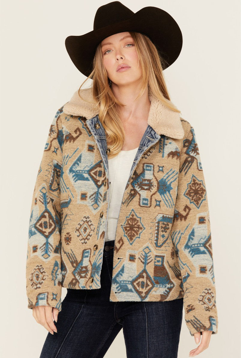 Women Pony Up Reversible Denim Blanket Jacket | Idyllwind