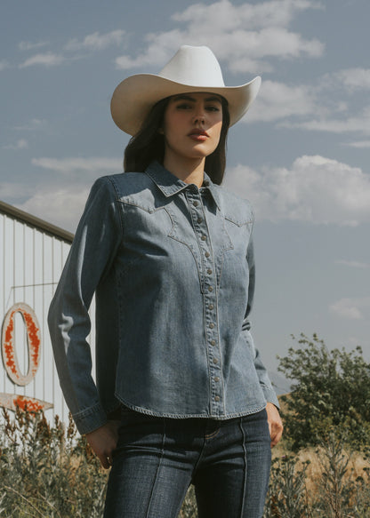 Women Huckleberry Medium Wash Long Sleeve Snap Western Shirt | Idyllwind