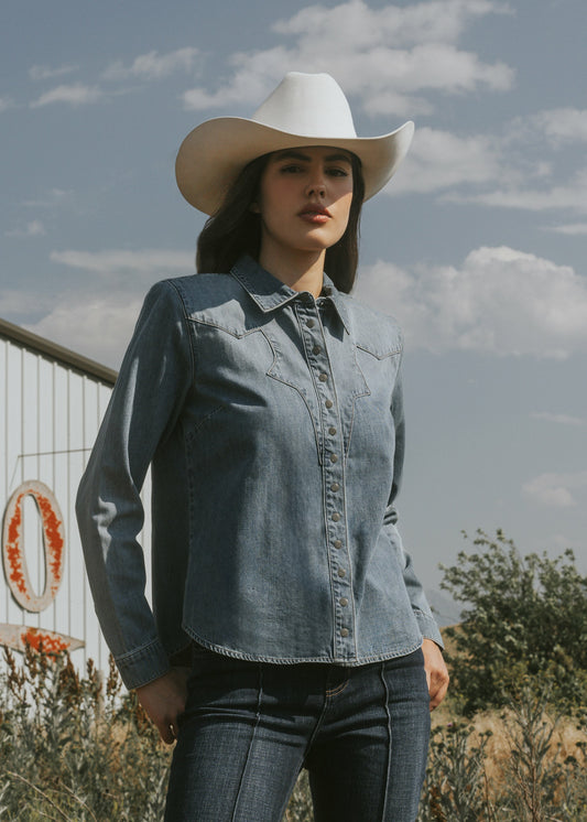 Women Huckleberry Medium Wash Long Sleeve Snap Western Shirt | Idyllwind