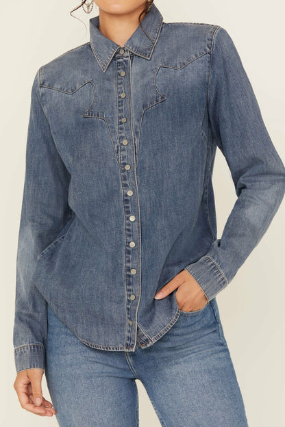 Women Huckleberry Medium Wash Long Sleeve Snap Western Shirt | Idyllwind