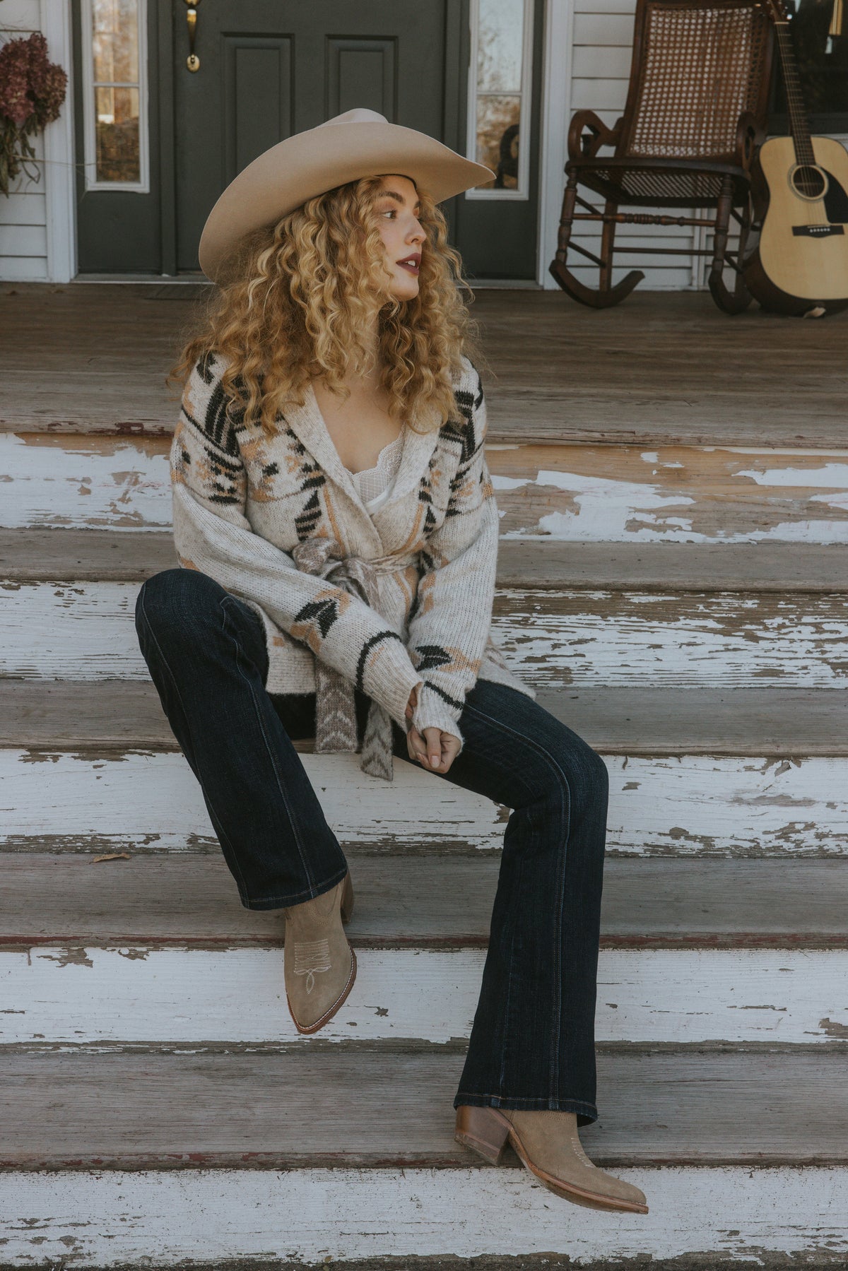 Women Nora Southwestern Print Belted Sweater | Idyllwind