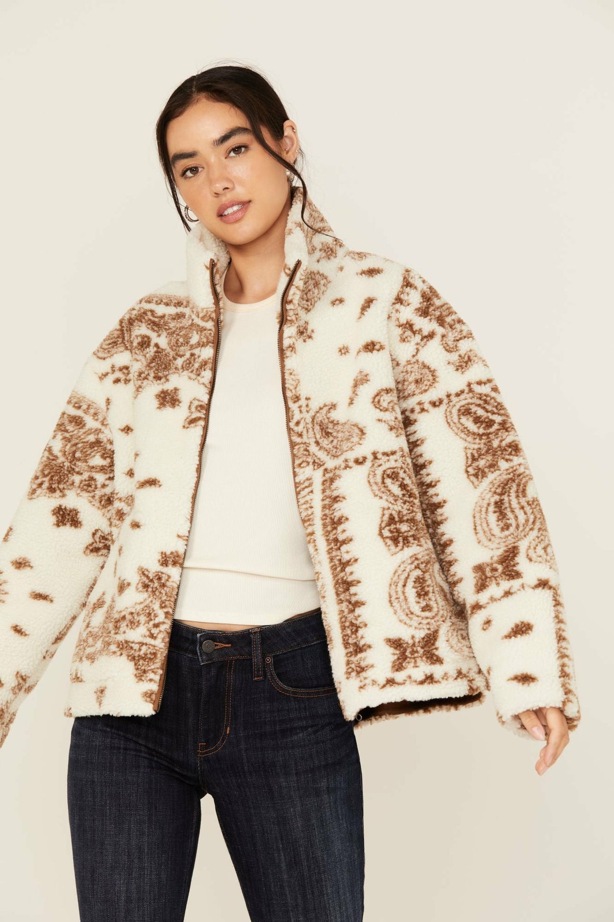 Women Casey Reversible Faux Suede and Sherpa Zip-Up Jacket | Idyllwind