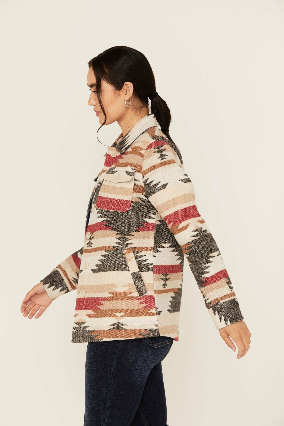 Women Roadhouse Southwestern Print Button-Down Shacket | Idyllwind